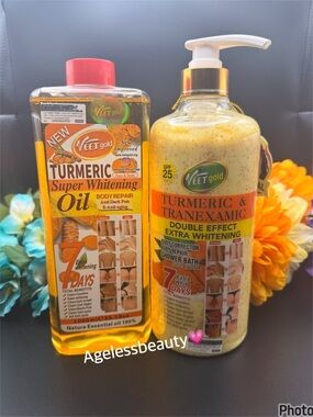 Veet Gold Turmeric & Tranexamic Double Effect Whitening Body Lotion& Oil -Yellow